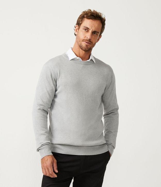 Suéter Comfort Básico em Tricô com Manga e Barra Ajustada - 1