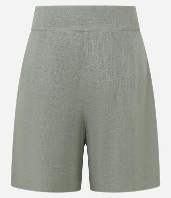 Short Reto em Viscolinho com Detalhe no Cós e Bolsos