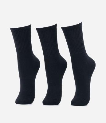 Kit 03 Meias Cano Médio em Algodão sem Costura e Texturizadas