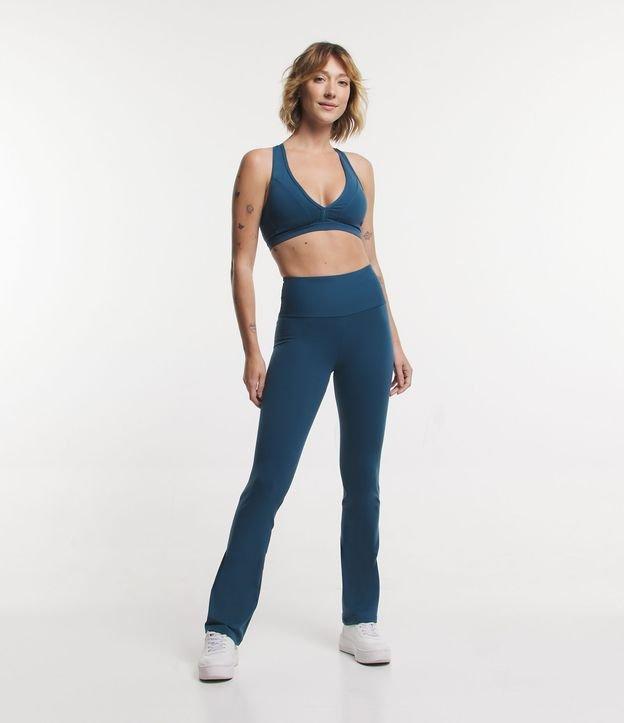 Calça Reta em Microfibra com Cós Alto - 1