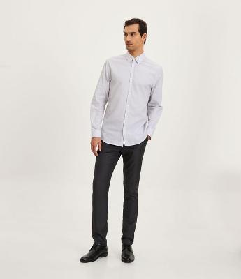 Calça Social Slim em Poliviscose com Bolsos