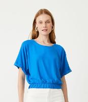 Blusa em Flamê com Dobra na Manga e Elástico na Barra - 1