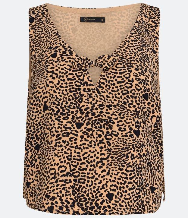 Blusa em Crepe com Laço e Estampa Animal Print Onça - 1