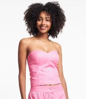 Blusa Cropped em Tricoline Tomara que Caia com Decote Coração - 1