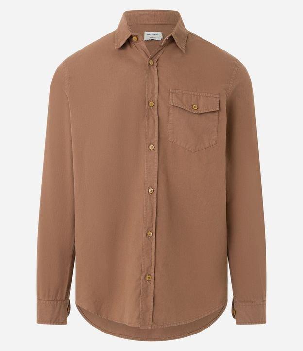 Camisa Manga Longa em Sarja com Bolsos - 1