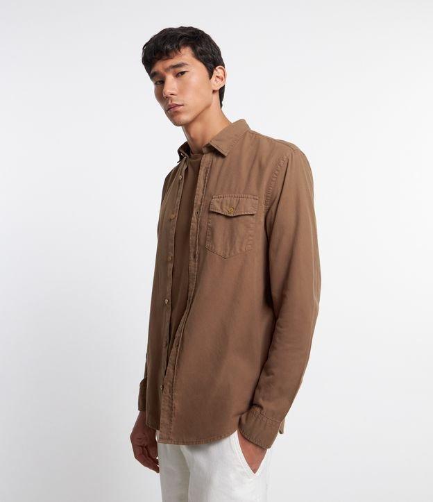 Camisa Manga Longa em Sarja com Bolsos - 3