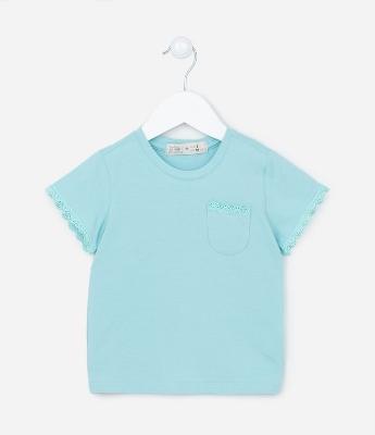 Blusa Infantil com Bolsinho e Rendinha - Tam 1 a 5 Anos