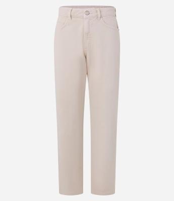 Calça Mom Cintura Alta em Sarja com Bolsos