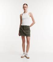 Saia Curta em Sarja com Bolsos Cargo - 1