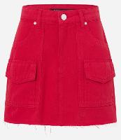 Saia Curta em Sarja com Bolsos Cargo - 1