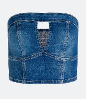 Blusa Cropped Jeans Tomara que Caia com Lastex nas Costas - 2