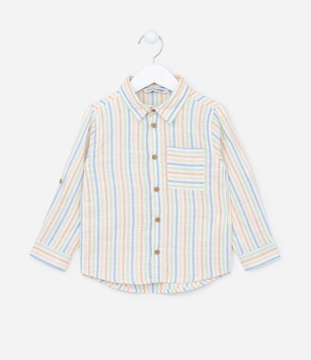 Camisa Infantil com Estampa de Listras e Bolsinho - Tam 1 a 5 Anos - 1