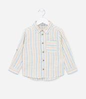 Camisa Infantil com Estampa de Listras e Bolsinho - Tam 1 a 5 Anos - 1