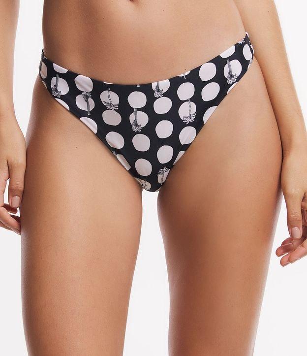 Biquíni Calcinha Básica em Poliamida com Estampa de Coqueiros e Poá - 1