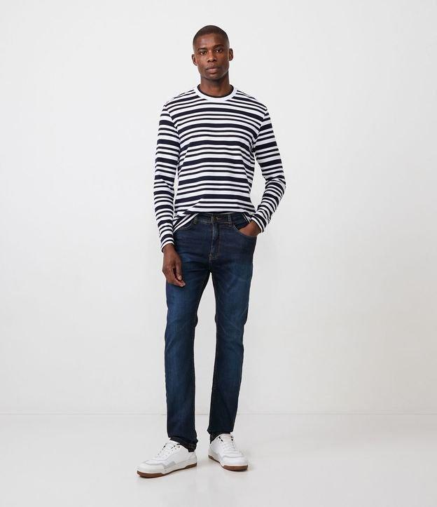 Calça Slim Jeans com Elastano e Pesponto Contrastante - 1