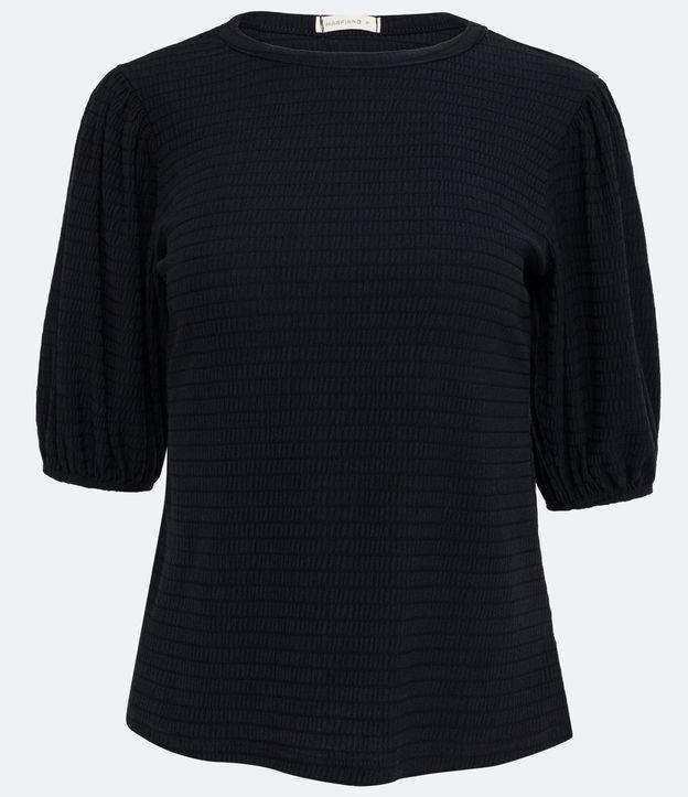 Blusa Texturizada com Gola Redonda e Manga Bufante - 2