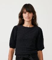 Blusa Texturizada com Gola Redonda e Manga Bufante - 1