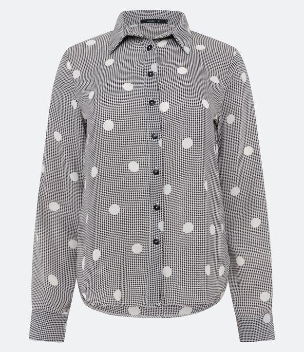 Camisa em Crepe Poá com Fundo Pied de Poule - 2