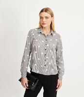 Camisa em Crepe Poá com Fundo Pied de Poule - 1