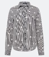 Camisa em Crepe Poá com Fundo Pied de Poule - 2