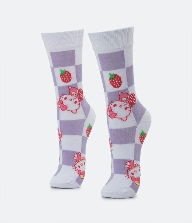 Meia Cano Alto com Estampa Hello Kitty com Morangos - 1
