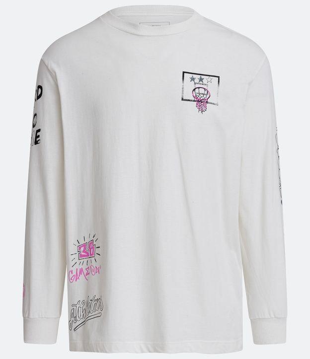 Camiseta Regular em Meia Malha com Estampa de Basquete e Lettering - 1