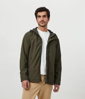 Jaqueta Impermeável com Capuz e Bolsos com Zíper