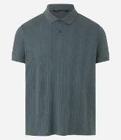 Camiseta Polo Slim em Algodão com Botões e Textura Riscada - 1