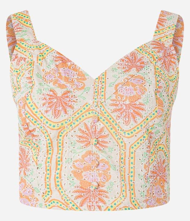 Blusa de Alça em Laise com Estampa Floral e Lastex nas Costas - 2