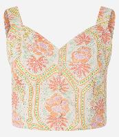 Blusa de Alça em Laise com Estampa Floral e Lastex nas Costas - 2