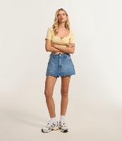 Short Saia em Jeans com Bolsos com Puídos - 3