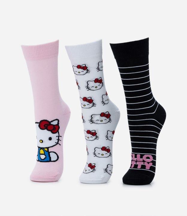 Kit 03 Meias Cano Alto em Algodão com Estampa Hello Kitty - 1