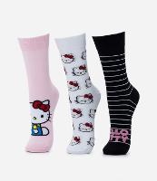 Kit 03 Meias Cano Alto em Algodão com Estampa Hello Kitty - 1