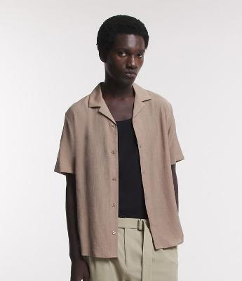 Camisa Boxy Texturizada com Gola Bowling