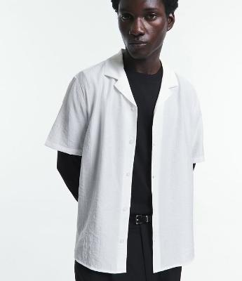 Camisa Boxy Texturizada com Gola Bowling
