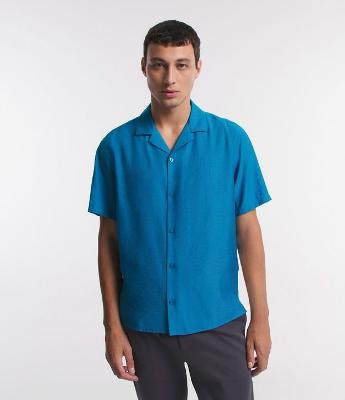 Camisa Boxy Texturizada com Gola Bowling