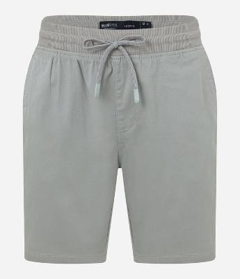 Bermuda Slim em Sarja com Cós Elástico e Bolsos