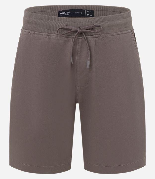 Bermuda Slim em Sarja com Cós Elástico e Bolsos - 1