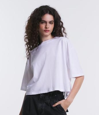 Camiseta Cropped Oversized em Algodão Peruano