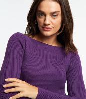 Blusa em Tricô com Gola Canoa e Textura Canelada - 1