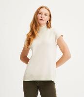 Blusa em Tricô com Gola Alta e Manga Curta Sem Cava - 1