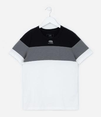 Camiseta Infantil com Estampa California e Recortes Texturizados - Tam 5 a 14 Anos