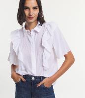 Camisa em Voal com Babados Frontais e Abotoamento com Vista - 1