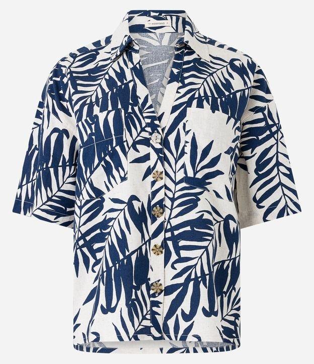Camisa em Viscolinho com Estampa de Folhagens e Botões Matizados - 2