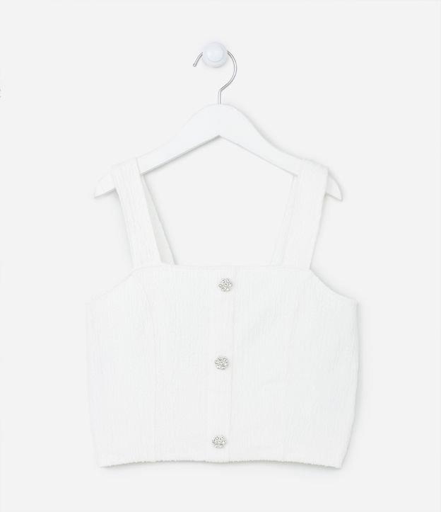 Blusinha Texturizada Infantil com Botões de Strass - Tam 5 a 14 anos - 1