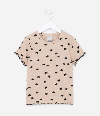 Camiseta Cropped Infantil com Estampa de Gatinhos - Tam 5 a 14 anos