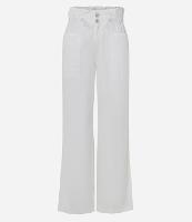 Calça Wide Leg em Sarja Leve com Puxador no Cós Franzido - 1