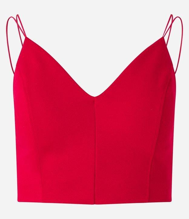 Blusa Cropped em Crepe com Decote V - 1