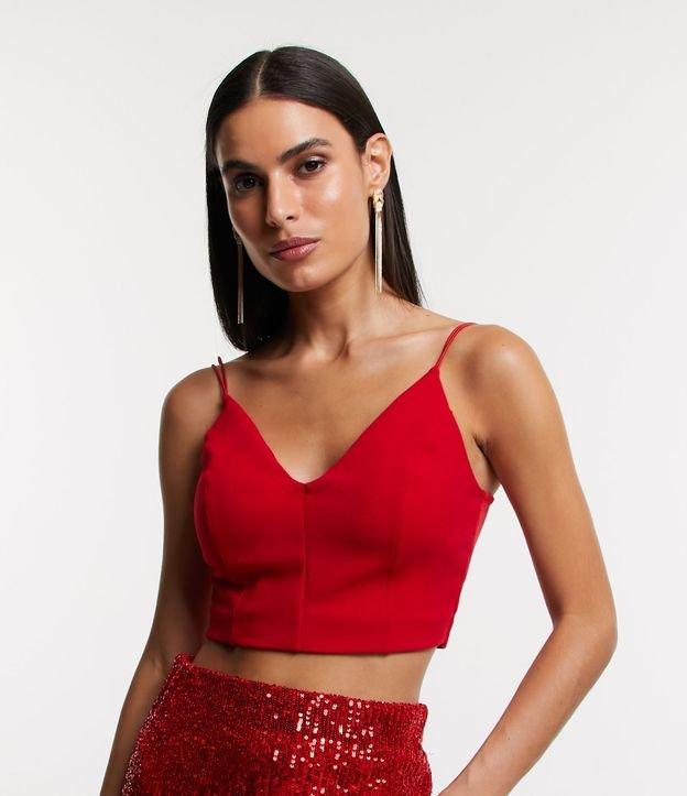 Blusa Cropped em Crepe com Decote V - 2
