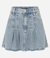 Saia Curta em Jeans com Pregas e Bolsos - 2